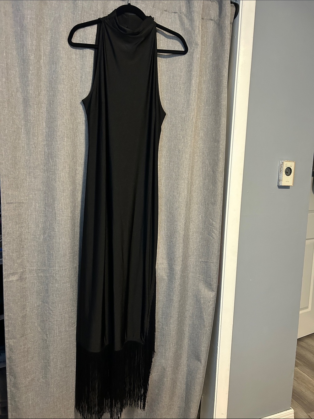 Flapper Dress Black Sleeveless Fringe Maxi Dress - Women